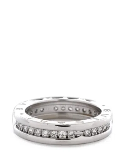 Pre-owned Bvlgari B.zero1 One Band 18k White Gold And Diamonds Ring In Silver