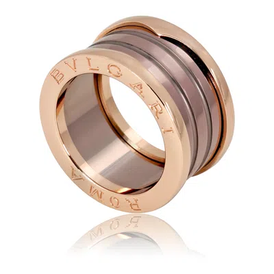 Bvlgari B.zero1 Roma 18k Rose Gold And Bronze Ceramic 4-band Ring In ["pink","brown","gold Tone","rose Gold Tone"]