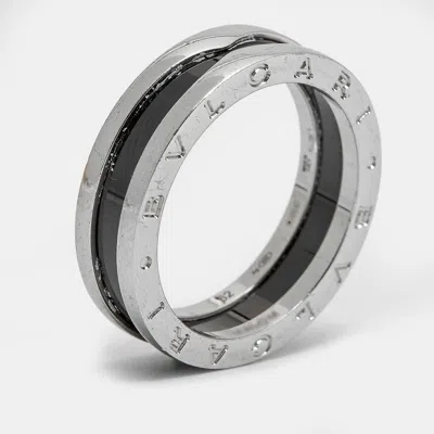 Pre-owned Bvlgari B.zero1 Save The Children Ceramic Sterlign Silver Ring Size 62