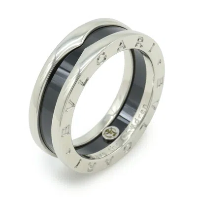 Pre-owned Bvlgari B.zero1 Silver Black Ceramic Silver 925 Band Ring () In Multi