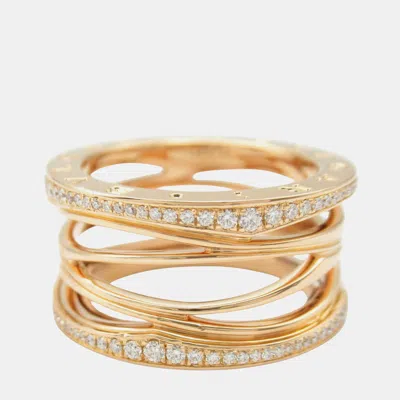 Pre-owned Bvlgari B.zero1design Legend 18k Pink Gold Diamond Ring Eu 59
