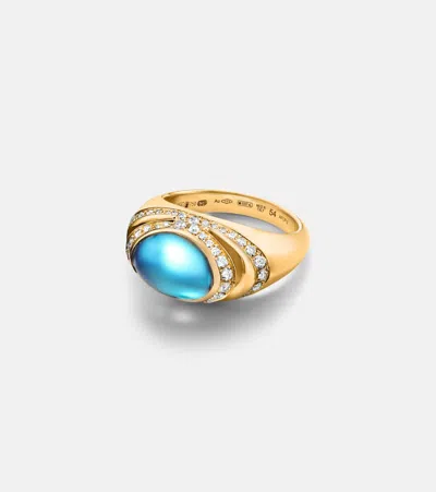 Bvlgari Cabochon 18kt Gold Ring With Topaz And Diamonds