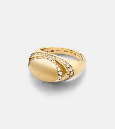 Bvlgari Cabochon 18kt Gold Ring With Topaz And Diamonds