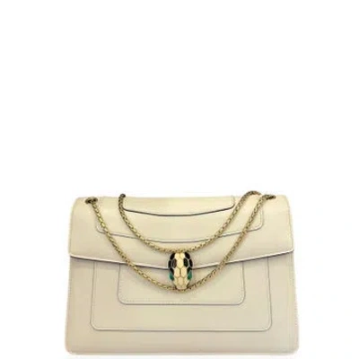 Pre-owned Bvlgari Calfskin Serpenti Forever Large In Neutrals