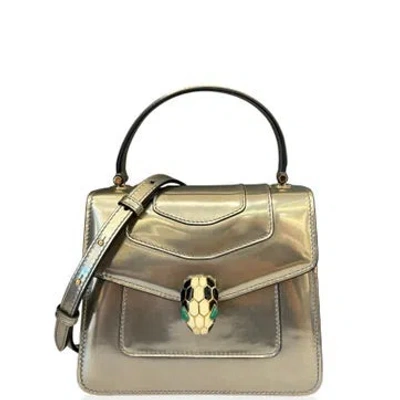 Pre-owned Bvlgari Calfskin Serpenti Forever Small In Silver