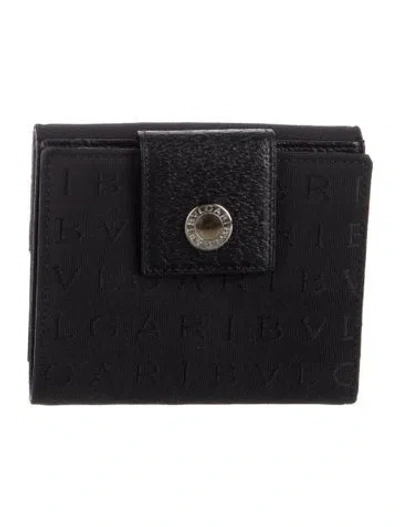 Pre-owned Bvlgari Canvas Compact Wallet In Black