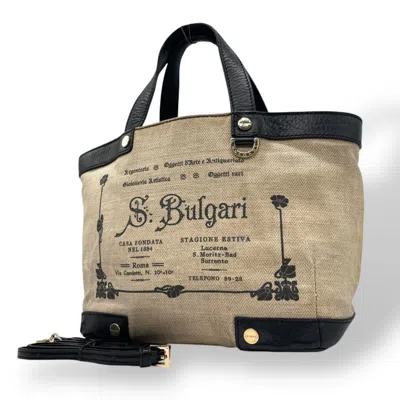 Pre-owned Bvlgari Canvas Leather Handbag Shoulder Bag Tote Bag ()