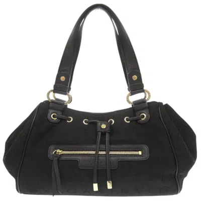Pre-owned Bvlgari Canvas Leather Handbag Tote Bag () In Black
