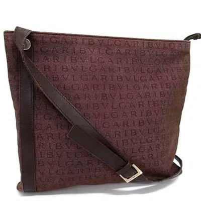 Pre-owned Bvlgari Canvas Leather Shoulder Bag () In Brown