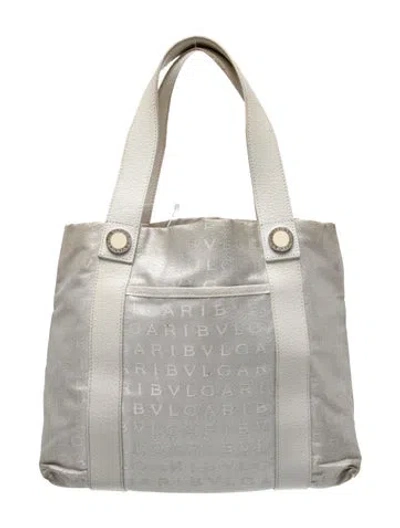 Pre-owned Bvlgari Canvas Logo Mania Vintage In Silver