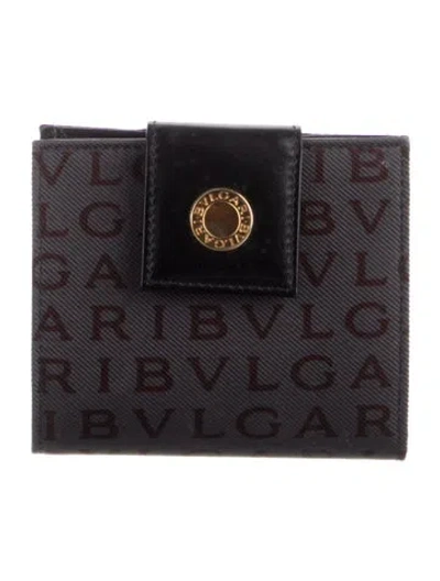 Pre-owned Bvlgari Canvas Printed French Purse In Black