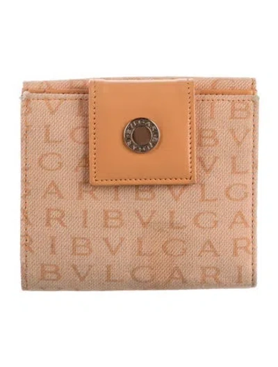 Pre-owned Bvlgari Canvas Printed Wallet In Orange