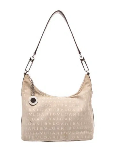 Pre-owned Bvlgari Canvas Shoulder Bag In Neutral