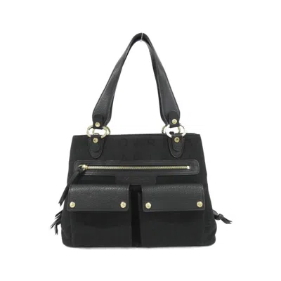 Pre-owned Bvlgari Canvas Shoulder Bag () In Black