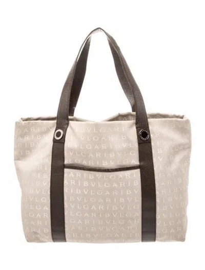 Pre-owned Bvlgari Canvas Tote In Neutral