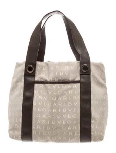 Pre-owned Bvlgari Canvas Tote In Neutral