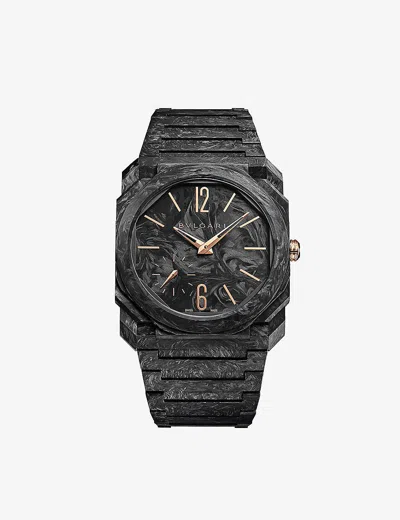 Bvlgari Carbongold Re00014 Octo Finissimo Carbon Automatic Watch In Black