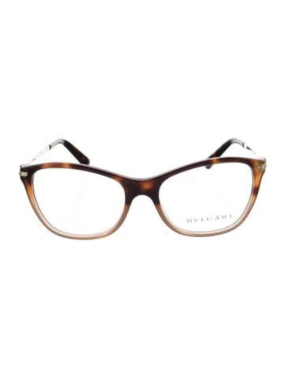Pre-owned Bvlgari Cat-eye Eyeglasses In Brown