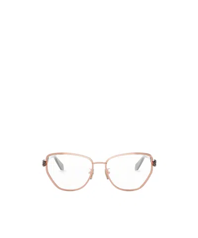 Bvlgari Cat-eye Frame Plain Glasses In Pink