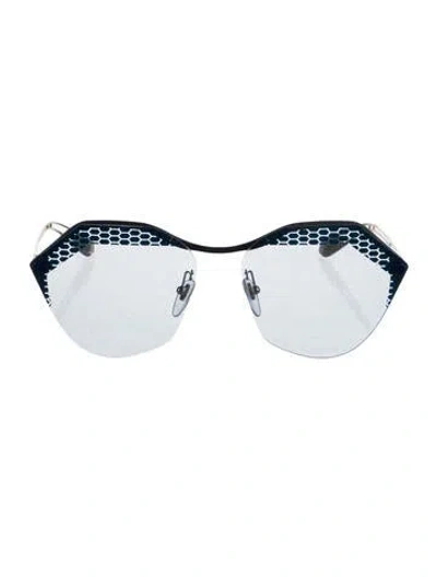 Pre-owned Bvlgari Cat-eye Mirrored Sunglasses In Blue