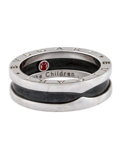 Pre-owned Bvlgari Ceramic Save The Children Band Ring In Black