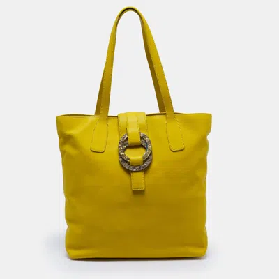 Pre-owned Bvlgari Chandra Flap Yellow Leather Tote