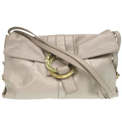 Pre-owned Bvlgari Chandra Leather Shoulder Bag () In White