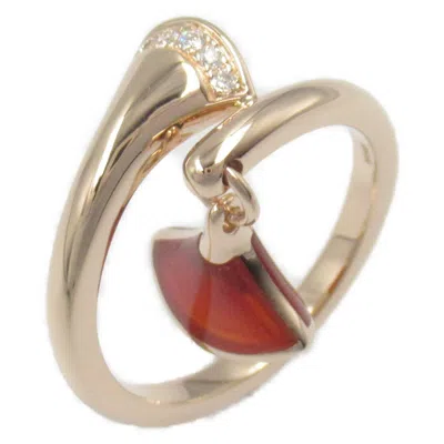 Pre-owned Bvlgari Clear Red Color Pink Gold (18k) Band Ring ()