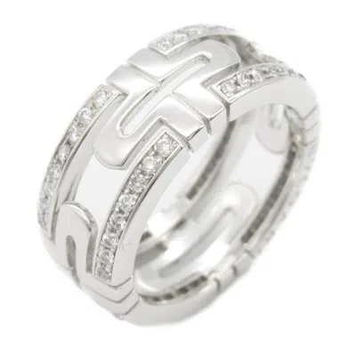 Pre-owned Bvlgari Silver White Gold (18k) Band Ring () In Clear