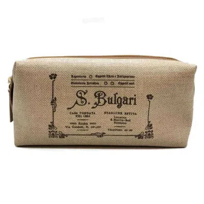 Pre-owned Bvlgari Collezione Beige Pvc Leather Clutch Bag Pouch () In Sand