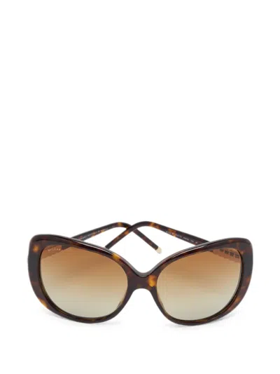 Pre-owned Bvlgari Crystal Oversized Sunglasses In Brown