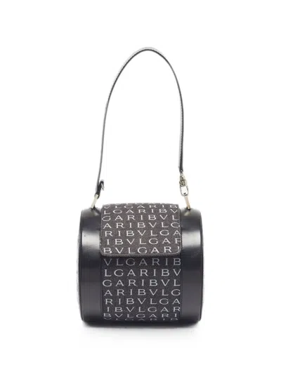 Pre-owned Bvlgari Cylinder Logo-print Tote Bag In Black