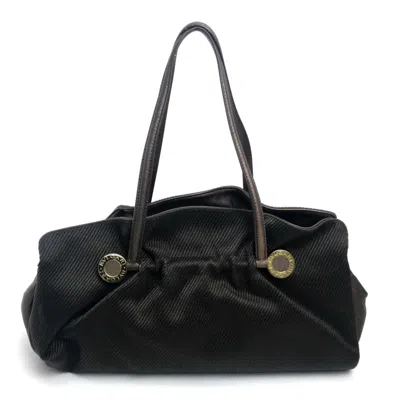 Pre-owned Bvlgari Dark Brown Canvas Leather Shoulder Bag Tote Bag ()