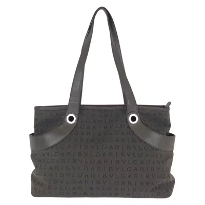 Pre-owned Bvlgari Dark Brown Canvas Leather Shoulder Bag Tote Bag ()