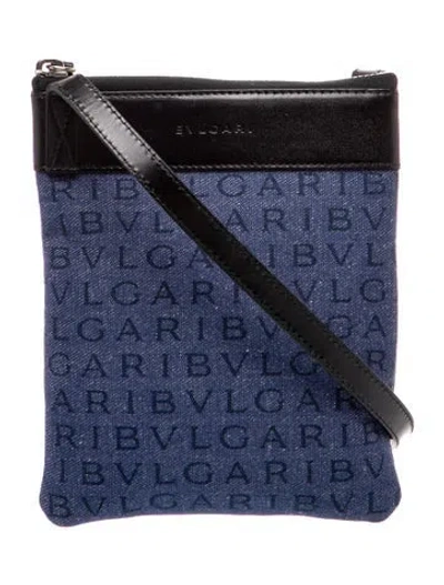 Pre-owned Bvlgari Denim Crossbody Bag In Blue