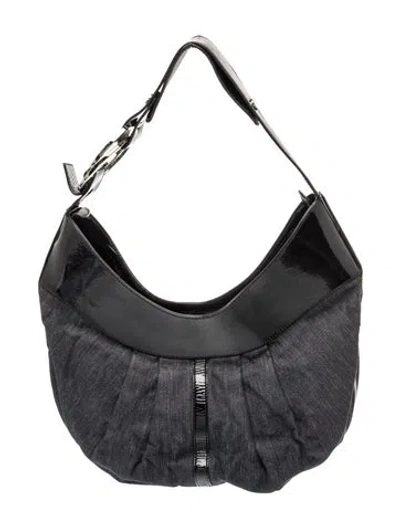 Pre-owned Bvlgari Denim Shoulder Bag In Black