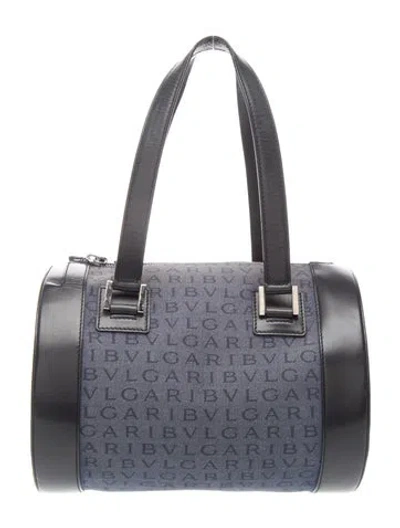 Pre-owned Bvlgari Denim Top Handle Bag In Blue