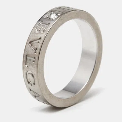 Pre-owned Bvlgari Diamond 18k White Gold Ring Size 50