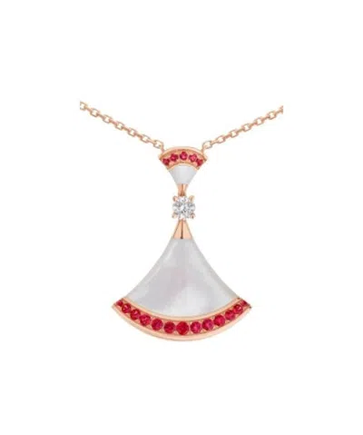 Bvlgari Diamond-encrusted Fan Pendant Necklace In Rose Gold