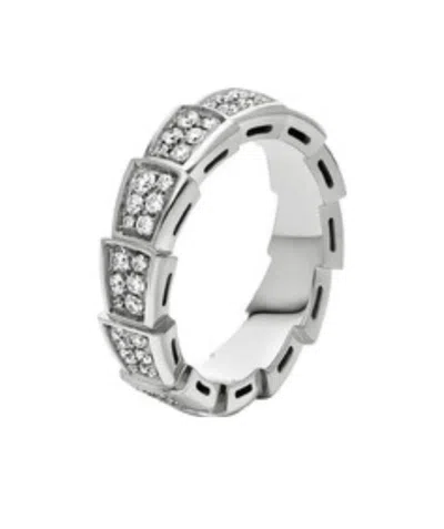 Bvlgari Diamond-inlaid Snake Ring In Gray