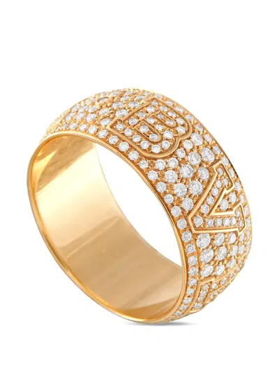 Pre-owned Bvlgari Diamond Monologo Ring In Gold