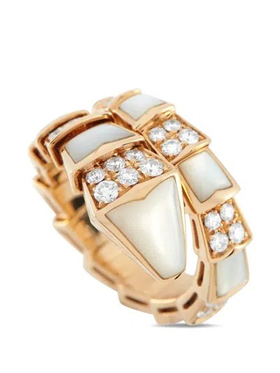Pre-owned Bvlgari Diamond Mother-of-pearl Ring In Gold