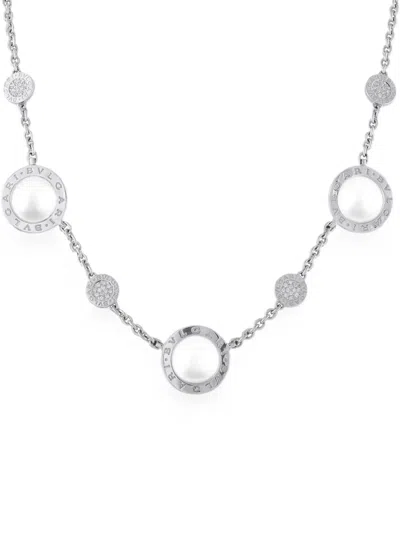 Pre-owned Bvlgari Diamond Necklace In Silver