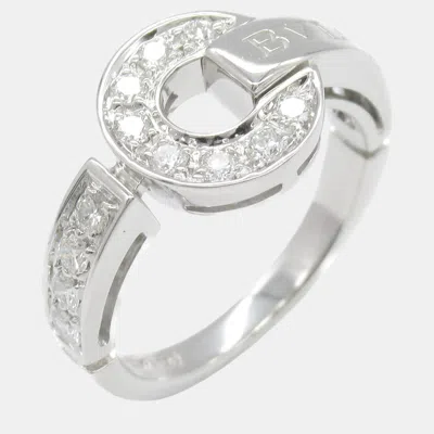 Pre-owned Bvlgari Diamond Ring 18k White Gold Ring Size Eu 48