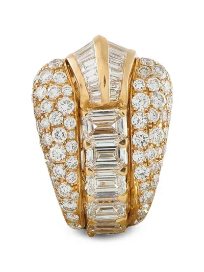 Pre-owned Bvlgari Diamond Shield Earrings In Gold