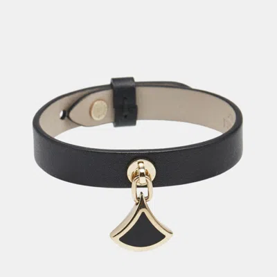 Pre-owned Bvlgari Diva's Dream Enamel Gold Tone Leather Bracelet