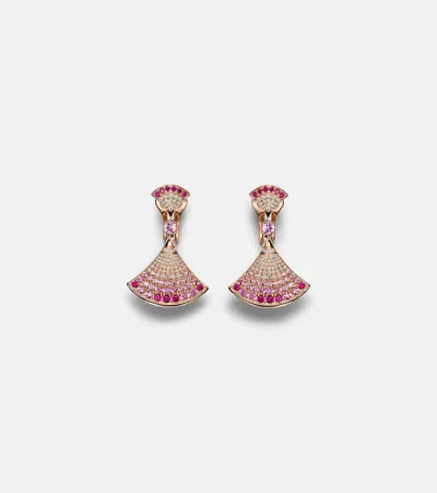 Bvlgari Divas' Dream 18kt Gold Earrings With Pink Sapphires And Rubies, Diamonds