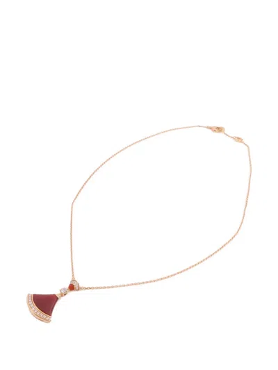 Pre-owned Bvlgari Divas' Dream Carnelian And Diamond Necklace In Gold