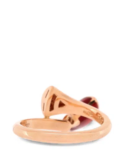 Pre-owned Bvlgari Divas' Dream Charm 18k Rose Gold With Carnelian And Diamonds Ring In Pink