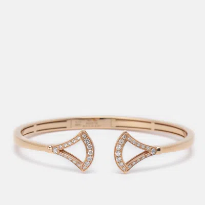 Pre-owned Bvlgari Divas' Dream Diamond 18k Rose Gold Bangle Bracelet Cm In Pink
